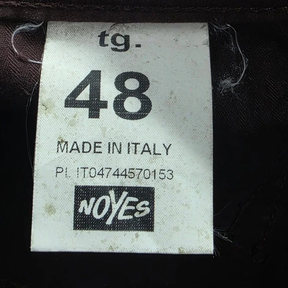Noyes Made in Italy Pants Mens 32‎ Burgundy Maroon Cotton Stretch Trousers EU 48